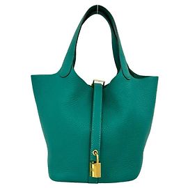 Hermès Bolsa HERMES Picotin Lock Taurillon Clemence Mini Tote Bag Verde