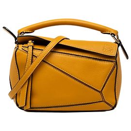 Sac à main Puzzle Mini en cuir de veau jaune LOEWE Jaune Moutarde