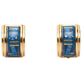 Brincos de pressão em esmalte cloisonné azul Hermès Azul
