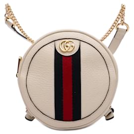 Gucci White Mini Leather Round Ophidia Backpack White