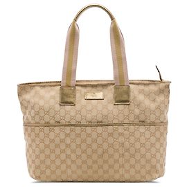 Gucci Beige GG Canvas Web Tote Beige