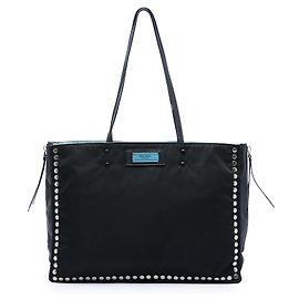 Prada Black Studded Tessuto Etiquette Tote Black