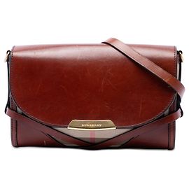Bolsa transversal Abbott em couro marrom e canvas House Check da Burberry Marrom