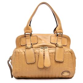 Bolsa Tote Bay em couro de bezerro acolchoado marrom Chloé Marrom Caramelo