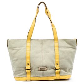 Tote de lona com acabamento em couro bege Burberry Bege