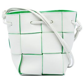 Borsa a secchiello Bottega Veneta White Mini Nappa Maxi Intrecciato Cassette Bianco Bianco sporco