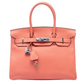 Hermès Orange Clemence Birkin Retourne 30 Orange Pêche