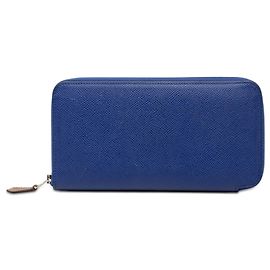 Cartera larga Hermès Blue Epsom Azap Silk Azul
