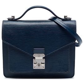 Louis Vuitton Blue Epi Monceau BB Bleu Bleu foncé