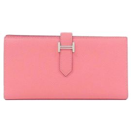 Cartera larga Hermès Bearn Soufflé en Rosa Rosa