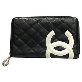 Chanel Cambon Line Langgeldbörse aus Lammleder Schwarz
