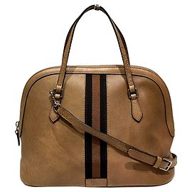 Gucci Sherry Line Leather Handbag Brown
