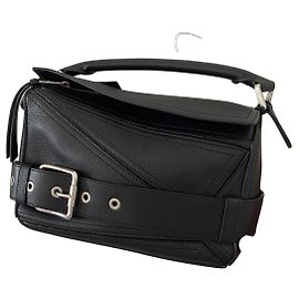 Borsa Loewe Puzzle Biker in pelle nera Nero