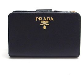 Prada Saffiano Metal Bi-fold Medium Wallet Black