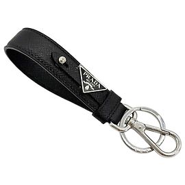 Porte-clés en cuir Saffiano Prada Noir
