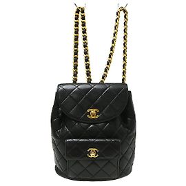 Chanel Duma Drawstring Couro Matelassê Large Preto
