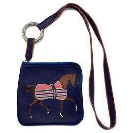 Hermès Pochette en cuir Hermes Carre Pocket Rose Bleu Marine
