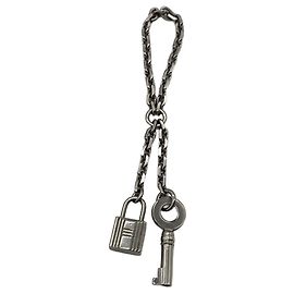Hermès Hermes Silver Padlock & Key Chain Scarf Ring Silvery