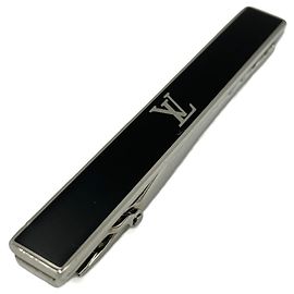 Clip de gravata Louis Vuitton LV Award Esmalte x Metal Preto Prata
