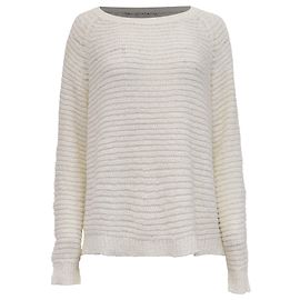 Theory Open Knit Pullover aus weißer Baumwolle Weiß Roh