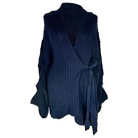 Roland Mouret Strickjacke aus Baumwolle in Navy Blue Marineblau