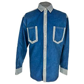 Camicia in denim bicolore Marni in cotone blu Blu