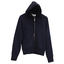 Moletom com capuz e zíper 4-Bar em algodão azul marinho Thom Browne Azul Azul marinho
