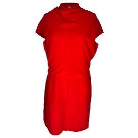 Versace Draped Front-Slit Midi Dress in Red Viscose Red