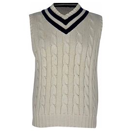 Wimbledon Strickweste von Polo Ralph Lauren aus cremeweißer Baumwolle Weiß Roh
