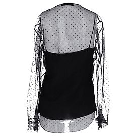 Camicetta Christian Dior in mesh con scollo girocollo in seta nera Nero