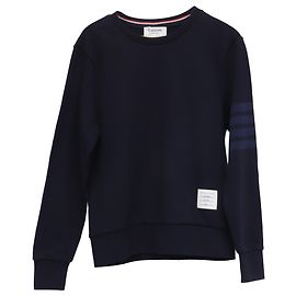 Thom Browne Sweatshirt mit 4 Streifen aus Navy Blue Baumwolle Blau Marineblau