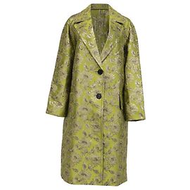 Prada Floral Metallic Brocade Coat Jacket in Green Acetate Green
