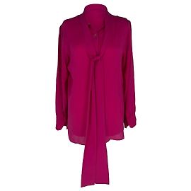 Camicetta Gucci con fiocco e bottoni in seta rosa Marrone Rosa