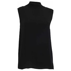 Theory Mock Neck Top in Black Silk Black