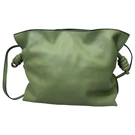 Loewe Flamenco Shoulder Bag in Green Leather Green Olive green