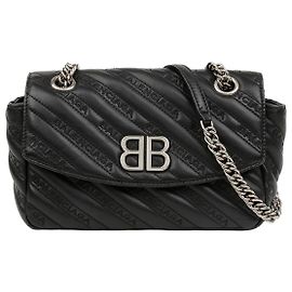Balenciaga Bolsa de ombro e transversal em couro acolchoado com logotipo BB Preto Preto