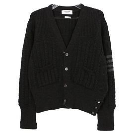 Thom Browne A-Linien Strickjacke mit Zopfmuster Braun