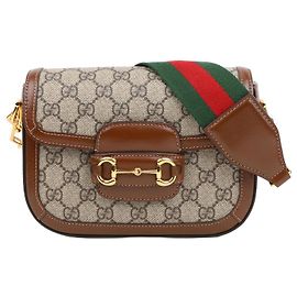 Gucci Piccola borsa a tracolla Horsebit GG Marrone Marrone