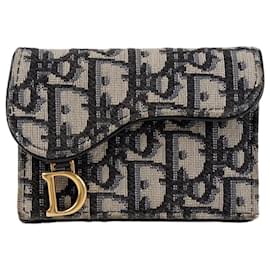 Dior Cartera con solapa Oblique Saddle Azul Azul