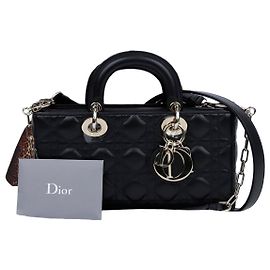 Lady Dior Medium Cannage Lambskin Handbag Black Black