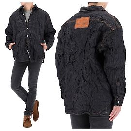 Acne Crinkle Denim Jacket Black