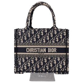 Dior Oblique Small Book Tote Bag Navy Blue