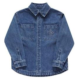 Fendi Logo Denim Jacket Blue