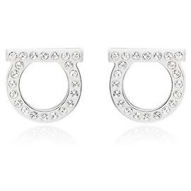 Salvatore Ferragamo Orecchini Gancini Crystal Large Argento