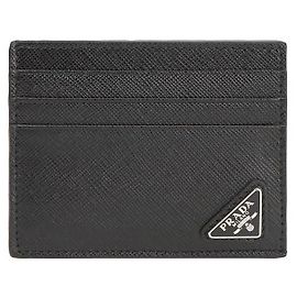 Prada Saffiano Triangle Logo Cardholder Black