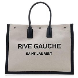 Saint Laurent Große gerippte Gosh Canvas Tote Bag für Damen FAAVU Weiß