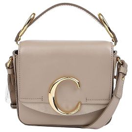 Chloé Mini Bolsa Transversal Crossbody com Logo Marrom