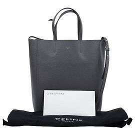 Céline Vertical Cabas Small Tote Shoulder Bag Gray Brown