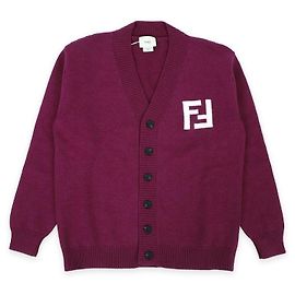 Fendi Kinder-Cardigan mit V-Ausschnitt und FF-Logo (Burgunderrot) AOCH Rot