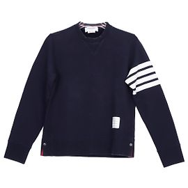 Thom Browne Men's Classic Engineered Diagonal Stripe Sweatshirt Navy Blue